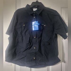 NWT Womens Columbia Brea Falls Black Button-Up Shirt XL